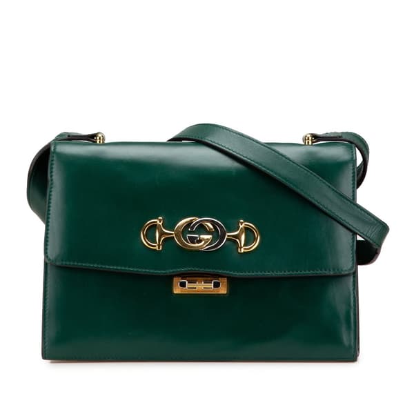 Pre-owned Gucci Small Leather Zumi Flap Crossbody Green