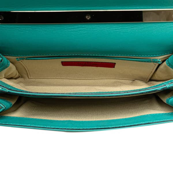 Pre-owned Valentino Leather Rockstud Va Va Voom Clutch on Chain Blue