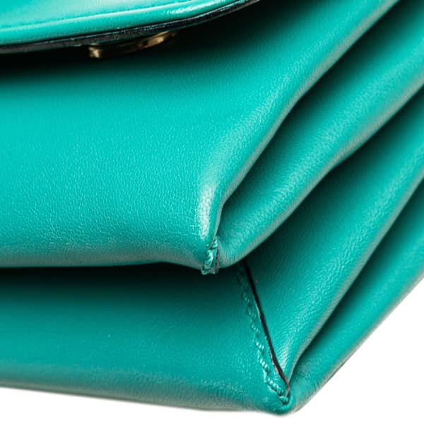 Pre-owned Valentino Leather Rockstud Va Va Voom Clutch on Chain Blue