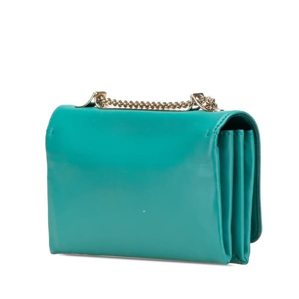 Pre-owned Valentino Leather Rockstud Va Va Voom Clutch on Chain Blue