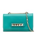 Miniatyrbild 1 av 10: Pre-owned Valentino Leather Rockstud Va Va Voom Clutch on Chain Blue