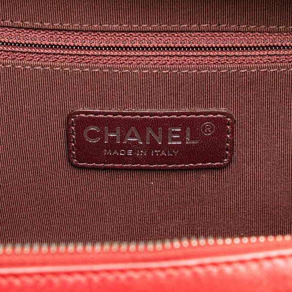 Pre-owned Chanel Small Quilted Glazed Calfskin Coco Boy Camera Bag Red