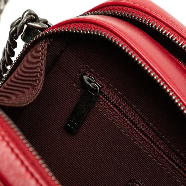 Pre-owned Chanel Small Quilted Glazed Calfskin Coco Boy Camera Bag Red
