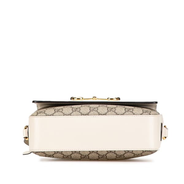 Pre-owned Gucci Small GG Supreme Horsebit 1955 Crossbody Brown