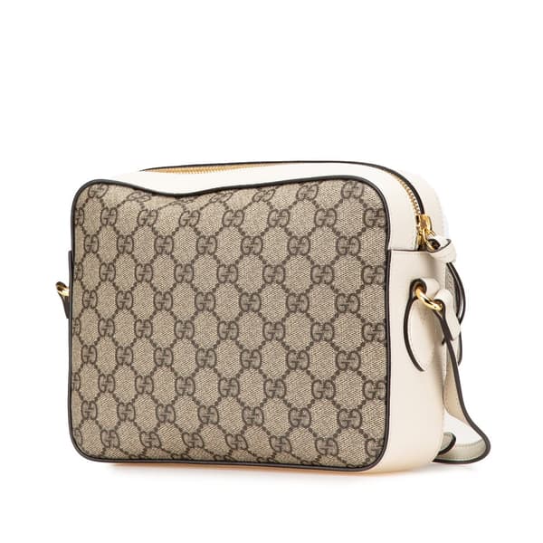 Pre-owned Gucci Small GG Supreme Horsebit 1955 Crossbody Brown