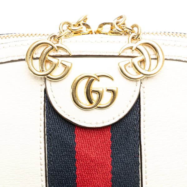 Pre-owned Gucci Small Leather Ophidia Dome Crossbody White