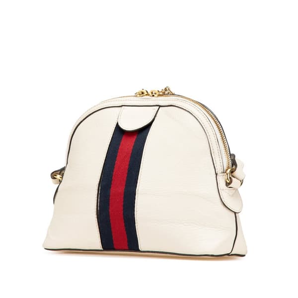 Pre-owned Gucci Small Leather Ophidia Dome Crossbody White