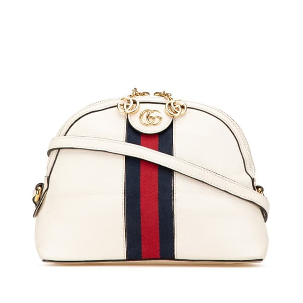 Pre-owned Gucci Small Leather Ophidia Dome Crossbody White