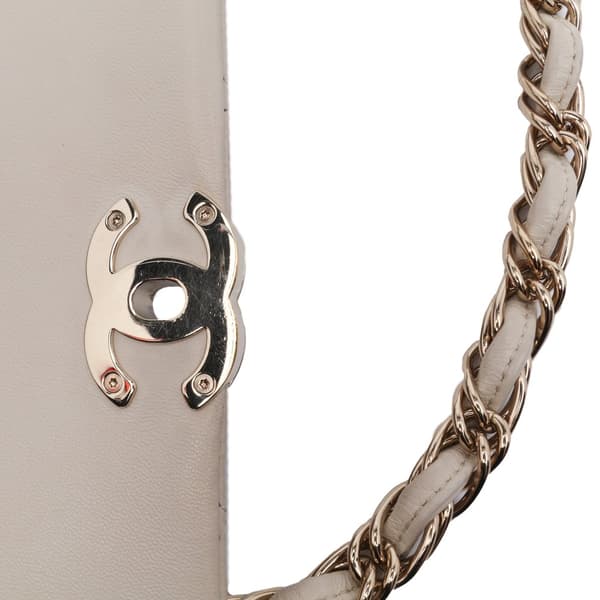 Pre-owned Chanel Medium Lambskin Twist Chain Enamel CC Flap Brown