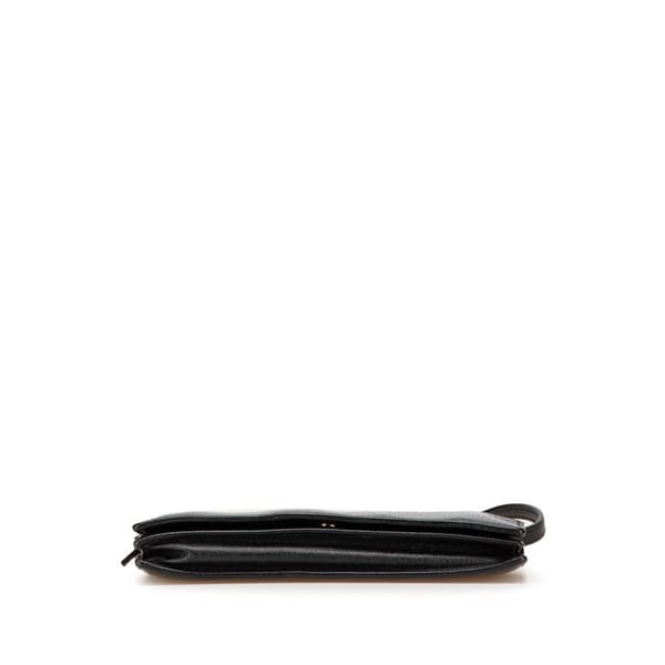 Pre-owned Gucci Dollar Calfskin Swing Wallet On Strap Black
