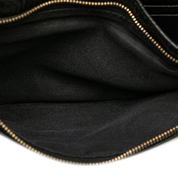 Pre-owned Gucci Dollar Calfskin Swing Wallet On Strap Black