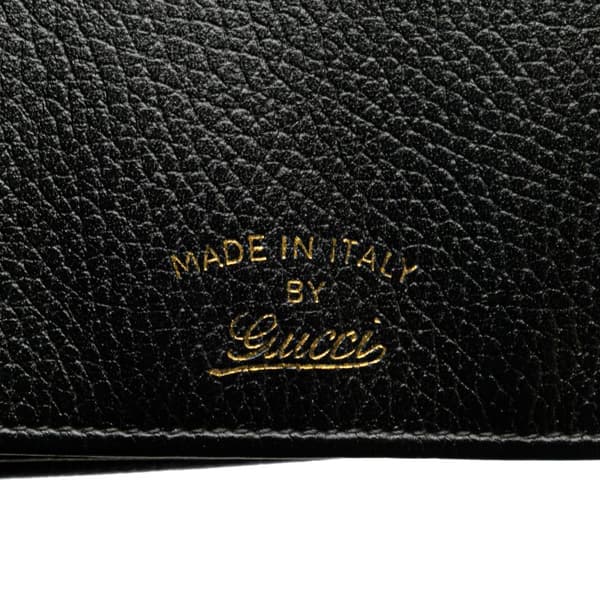 Pre-owned Gucci Dollar Calfskin Swing Wallet On Strap Black