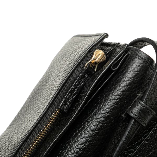 Pre-owned Gucci Dollar Calfskin Swing Wallet On Strap Black