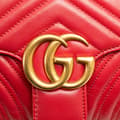 Miniatyrbilde 7 av 10: Pre-owned Gucci Small GG Marmont Matelasse Leather Flap Crossbody Red
