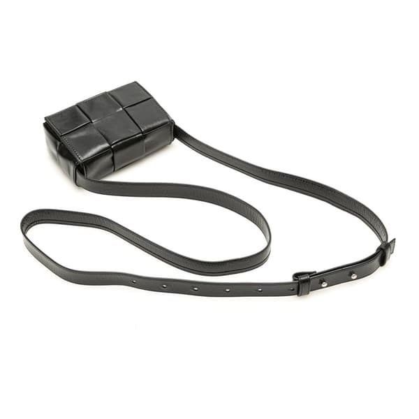 Pre-owned Bottega Veneta Candy Nappa Intrecciato Cassette Crossbody Black