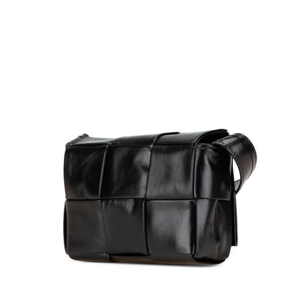 Pre-owned Bottega Veneta Candy Nappa Intrecciato Cassette Crossbody Black