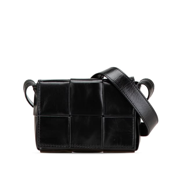 Pre-owned Bottega Veneta Candy Nappa Intrecciato Cassette Crossbody Black
