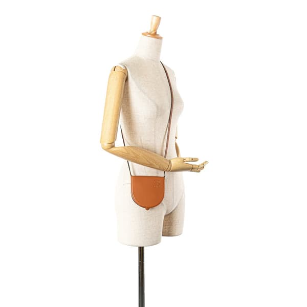 Pre-owned LOEWE Mini Soft Calfskin Heel Pouch Brown
