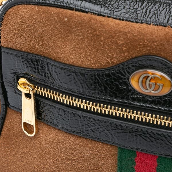 Pre-owned Gucci Mini Suede Ophidia Crossbody Brown