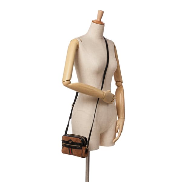 Pre-owned Gucci Mini Suede Ophidia Crossbody Brown