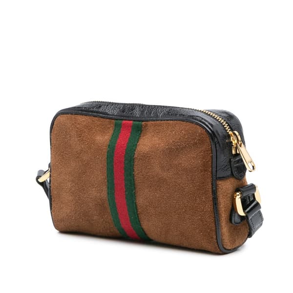 Pre-owned Gucci Mini Suede Ophidia Crossbody Brown