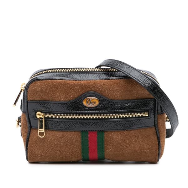 Pre-owned Gucci Mini Suede Ophidia Crossbody Brown