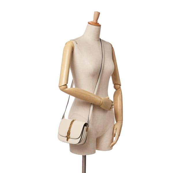 Pre-owned Gucci Mini Leather Sylvie 1969 Crossbody White