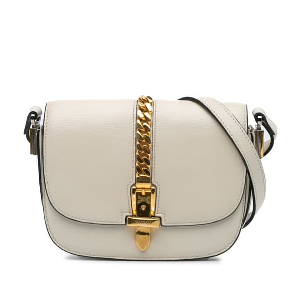 Pre-owned Gucci Mini Leather Sylvie 1969 Crossbody White