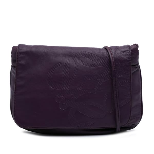 Pre-owned LOEWE Anagram Nappa Crossbody Purple