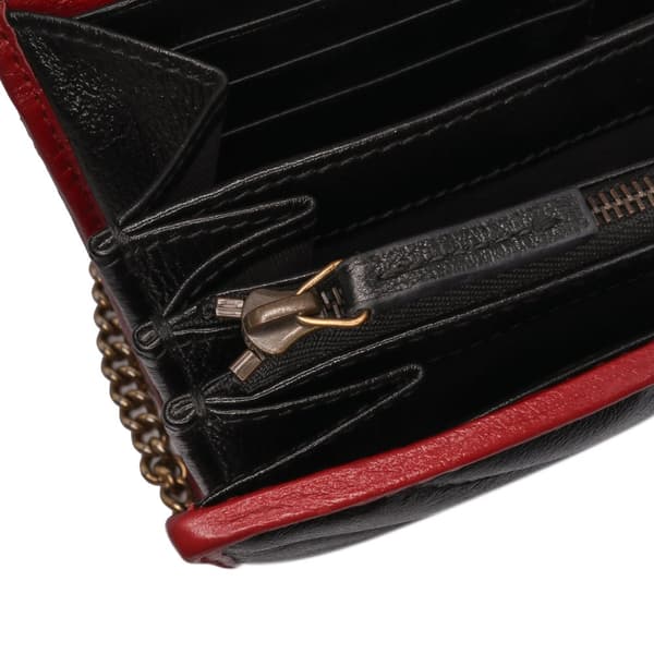 Pre-owned Gucci GG Marmont Matelasse Leather Torchon Wallet On Chain Black