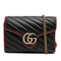 Miniatyrbillede 1 af 9: Pre-owned Gucci GG Marmont Matelasse Leather Torchon Wallet On Chain Black