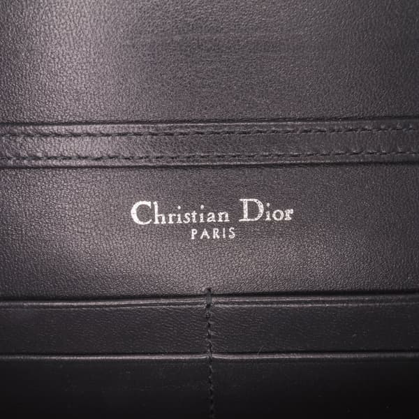 Pre-owned Dior Metallic Patent Microcannage Diorama Wallet on Chain Silver
