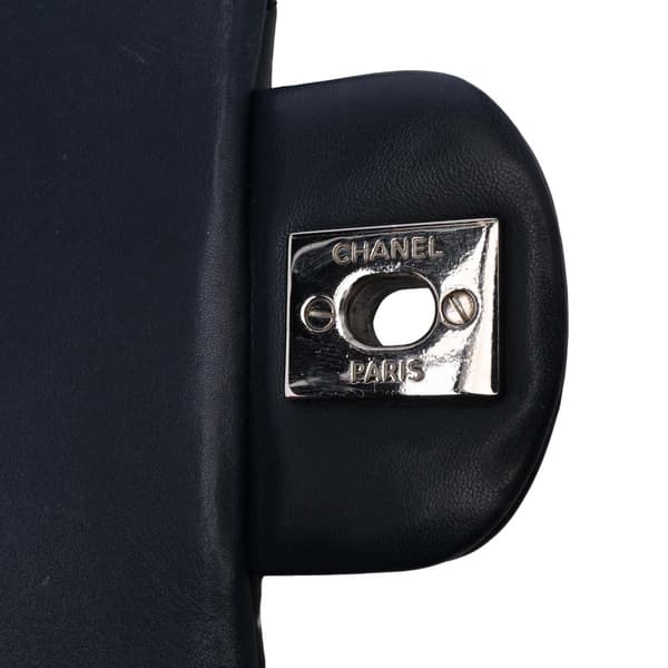 Pre-owned Chanel Mini Rectangular Classic Chevron Patent Single Flap Blue