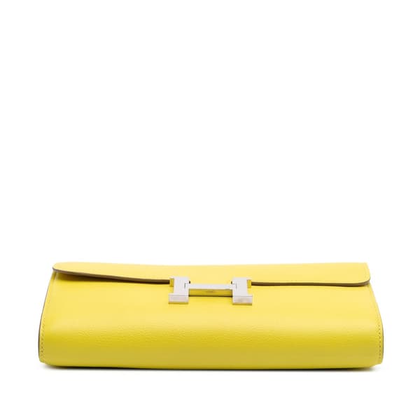 Pre-owned Hermès Evercolor Constance Wallet To Go Yellow