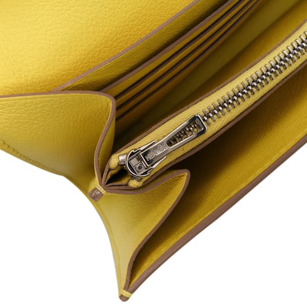 Pre-owned Hermès Evercolor Constance Wallet To Go Yellow