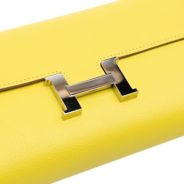 Pre-owned Hermès Evercolor Constance Wallet To Go Yellow