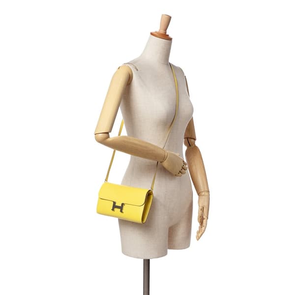 Pre-owned Hermès Evercolor Constance Wallet To Go Yellow