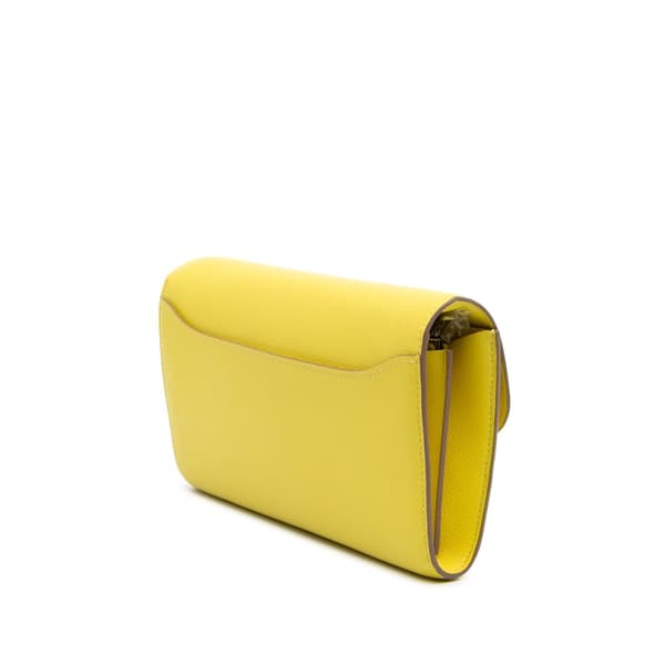 Pre-owned Hermès Evercolor Constance Wallet To Go Yellow