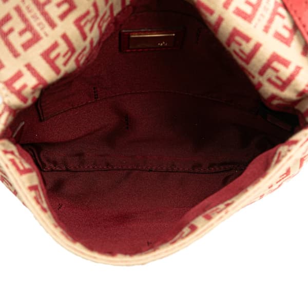 Pre-owned Fendi Zucchino Canvas Flap Crossbody Brown