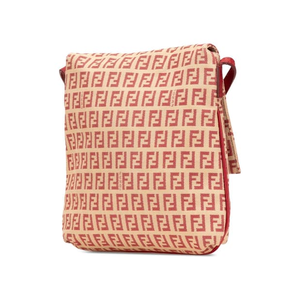 Pre-owned Fendi Zucchino Canvas Flap Crossbody Brown