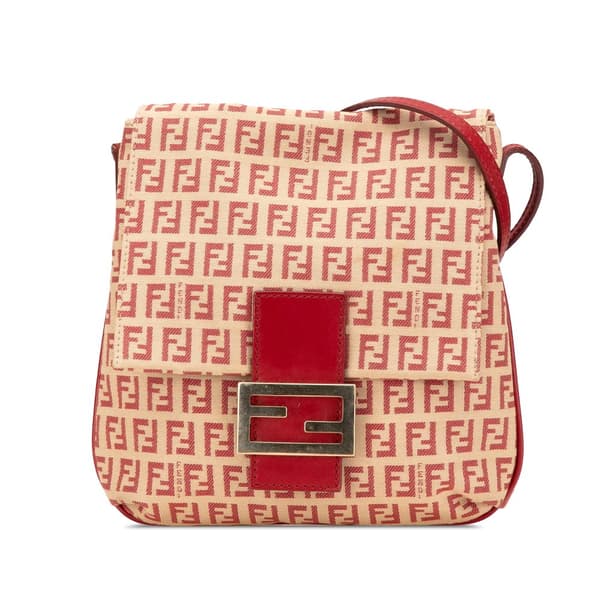 Pre-owned Fendi Zucchino Canvas Flap Crossbody Brown