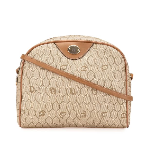 Pre-owned Dior Honeycomb Coated Canvas Crossbody Brown
