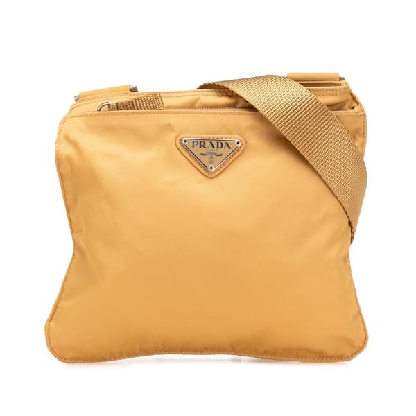Pre-owned Prada Tessuto Zip Top Crossbody Brown