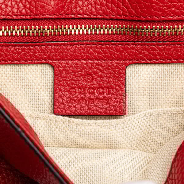 Pre-owned Gucci Medium Leather Soho Chain Flap Crossbody Red