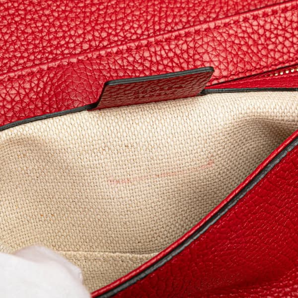 Pre-owned Gucci Medium Leather Soho Chain Flap Crossbody Red