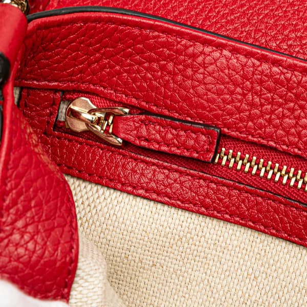 Pre-owned Gucci Medium Leather Soho Chain Flap Crossbody Red
