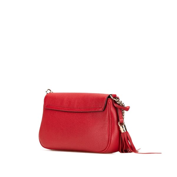 Pre-owned Gucci Medium Leather Soho Chain Flap Crossbody Red