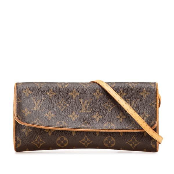Pre-owned Louis Vuitton Monogram Pochette Twin GM Brown
