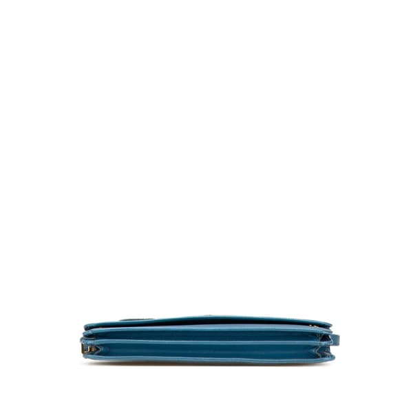 Pre-owned Prada Saffiano Wallet on Strap Blue