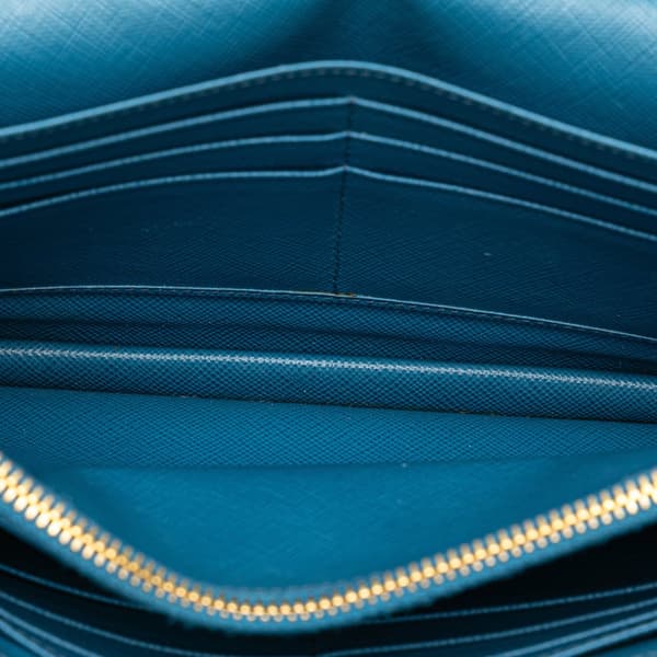 Pre-owned Prada Saffiano Wallet on Strap Blue
